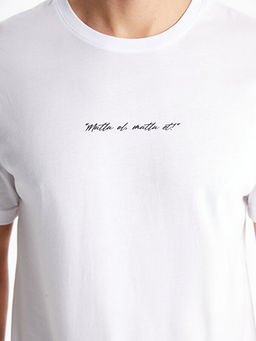 Bisiklet Yaka K?sa Kollu Bask?l? Penye Erkek Ti??rt