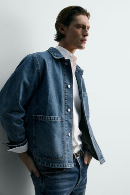 CAZADORA DENIM RELAXED FIT BOLSILLOS / Azul medio - Zara фото 5