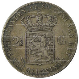 Монета 2 1/2 гульдена 1870 года Нидерланды