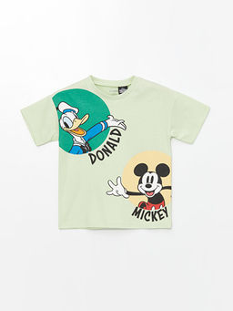 Bisiklet Yaka K?sa Kollu Mickey Mouse Bask?l? Erkek Bebek Ti??rt
