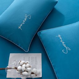 Комплект постельного белья Однотонный Сатин Вышивка на резинке CHR039 160*200*35 2 спальный 4 Наволочки