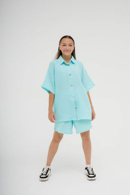 МУСЛИН! Женский костюм с рубашкой,  ментол - Knitka wear фото 8