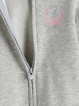 Kap??onlu Nak??l? K?z ?ocuk Fermuarl? Sweatshirt