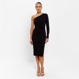 Платье женское миди MINAKU: PartyDress, чёрное, размер 40