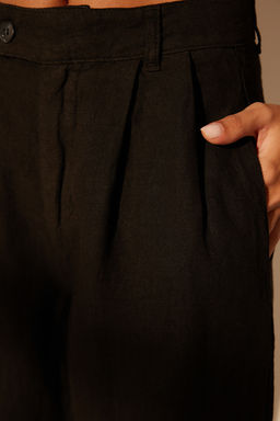 Gul Kurusu %100 Keten Pileli Yuksek Bel Wide Leg Pantolon TWOSS24JE00245 - Trendyolmilla фото 23