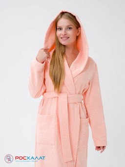 Женский халат с капюшоном персиковый МЗ-06 (32)