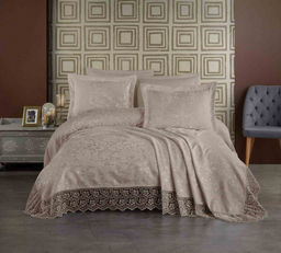 Покрывало EFOR Pique Bedspread LEYLA (240*260) с наволочками темно-кремовый TAS