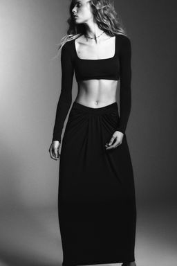 LONG CREPE GATHERED SKIRT - Zara фото 7