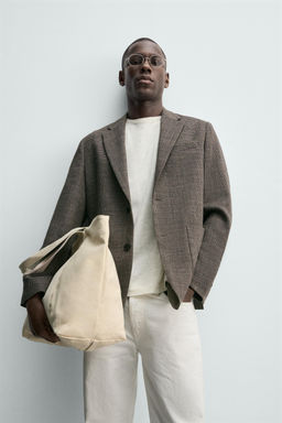 BLAZER REGULAR FIT PATA DE GALLO / Marr?n - Zara фото 6