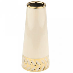 Ваза керамическая "Нимфа" 1,65л, д12см h27,8см, тонкокаменная керамика, д/горла - 7,5см, глянцевая глазурь, кракле, цвет - бежевый с золотом (Китай)