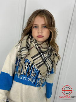 Детский платок теплый в клетку - Bruno фото 2
