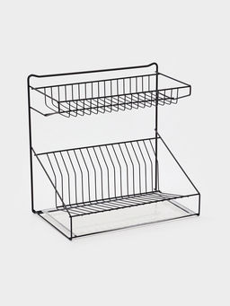 Посудосушитель настольный с поддоном, 38,5*38,5*24 см, цвет черный