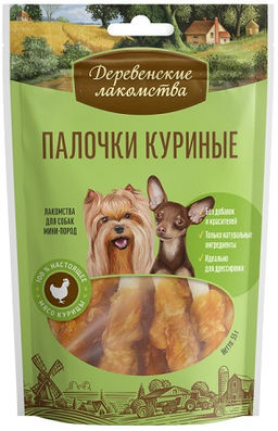 Деревенские лакомства для мини-пород Палочки Куриные 55г, 100шт кор