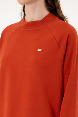 Kad_n Kiremit Regular Bisiklet Yaka Basic Sweatsh_rt