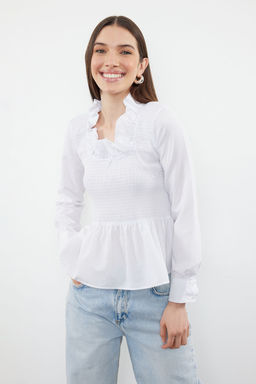 Ekru F?rf?rl? Gipeli Dokuma Bluz TWOSS24BZ00531 - Trendyolmilla фото 2
