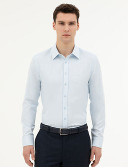 A__k Mavi Slim Fit Uzun Kollu G_mlek