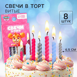 Цена за 4 шт. Свечи для торта С Днем Рождения, 8 штук, Щенячий Патруль