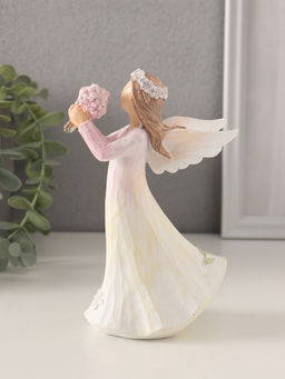 Фигурка полистоун Девушка-ангел в нежно-розовом платье, с букетом незабудок, 10?6.5?16 см