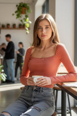 Лонгслив трикотажный с квадратным вырезом - Fly фото 26