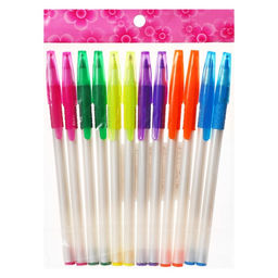 Цена за 12 шт. Ручка шариковая 0.7 мм, стержень синий, корпус белый с резиновым держателем и колпачком, МИКС