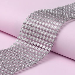 Лента с имитацией страз, 6 см, 9±1 м, цвет серебряный
