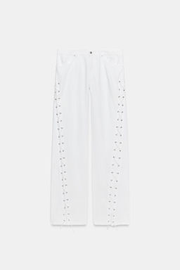 JEANS RECTOS CORDONES DENIM TRF TIRO MEDIO / Blanco - Zara фото 9