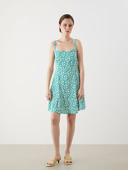 ?i?ekli Ask?l? Belden Oturtmal? Mini Elbise