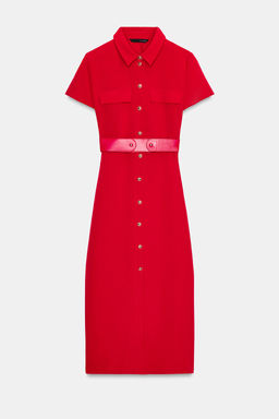 VESTIDO MIDI CINTUR?N / Rojo - Zara фото 7