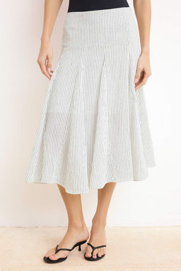 Beyaz Cizgili Astarl? Klos Midi Etek TWOSS26ET00073 - Trendyolmilla фото 3