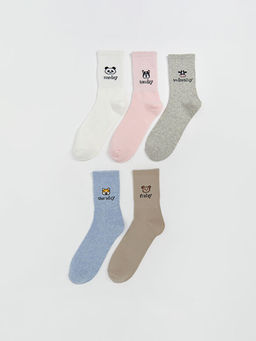 Bask?l? Kad?n Soket ?orap 5li