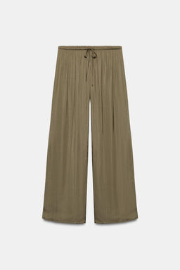 PANTAL?N FLUIDO PALAZZO / Khaki oscuro