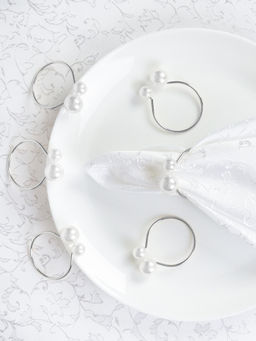 Кольца для салфеток 6 штук Бусины Серебро / JG03-3 /уп 200/ - Галеонтрейд фото 5