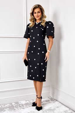 Платье AGATTI 5888 Черный с белым горохом