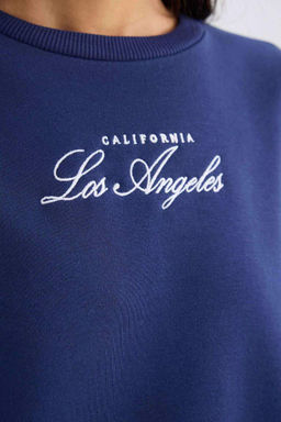 Толстая толстовка с круглым вырезом и принтом - Defacto фото 5