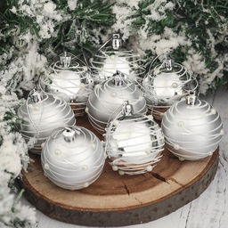 Ёлочные игрушки Жемчужный орион, шары новогодние, d=6 см, набор 8 шт., серебро