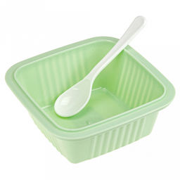 Ланч-бокс для продуктов пластмассовый Фреш 0,55л, 14х14см h8,5см, с ложкой 13см, крышка прозрачная, с клипсами, с уплотнителем, цвета в ассортименте: персиковый, голубой, зеленый (Китай) - Домашняя мода фото 4