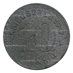 Монета 10 пфеннигов 1917 года Германия Нотгельд Эльберфельд