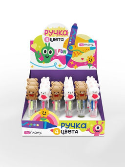 Разноцветная мини-ручка 4 в 1 "The Hare and the bear", mix