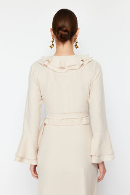 Bej Onu Baglamal? Crop Dokuma Bluz TWOSS24BZ00234 - Trendyolmilla фото 7