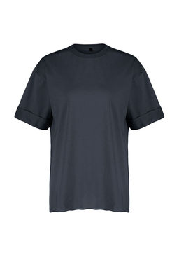 Antrasit %100 Pamuk Duble Kol Asimetrik Boyfriend Orme T-Shirt TWOSS20TS0828