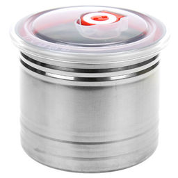 Банка для сыпучих продуктов из нержавеющей стали 1,1л, д12,5см, h10,5см, крышка пластмассовая с пароотводом, в коробке (Китай)