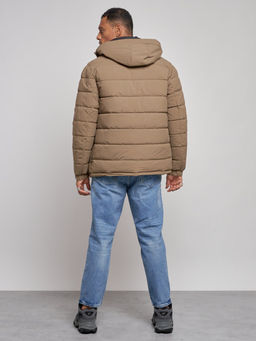 Куртка спортивная мужская зимняя с капюшоном коричневого цвета 8357K - Wonderrman фото 5