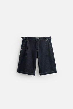 BELTED BAGGY FIT DENIM BERMUDA SHORTS - Zara фото 7