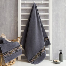 Полотенце махровое Love Life Милитари 70?130 см, цв. графит, 100% хлопок, 360 г/м?