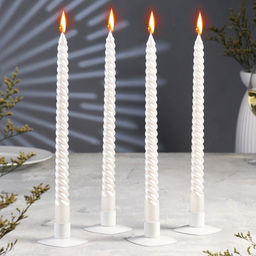 Набор свечей витых, 2.2×30 см, 4 шт., перламутровый металлик