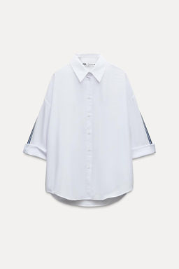 POPLIN SHIRT WITH SIDE STRIPE - Zara фото 4