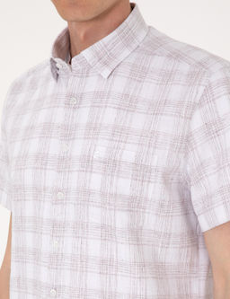 Kahverengi Regular Fit K_sa Kollu Ekose G_mlek - Pierre cardin фото 7