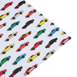 Цена за 10 шт. Бумага упаковочная крафтовая белая «Гоночные машинки», 50 x 70 см
