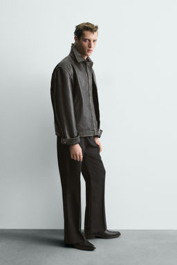 VINTAGE-EFFECT WASHED LEATHER JACKET LIMITED EDITION - Zara фото 4