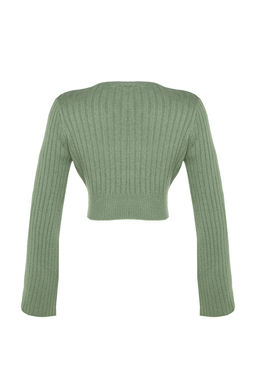 Mint Crop Yumusak Dokulu Kruvaze Triko Kazak TWOAW24KZ00381 - Trendyolmilla фото 8